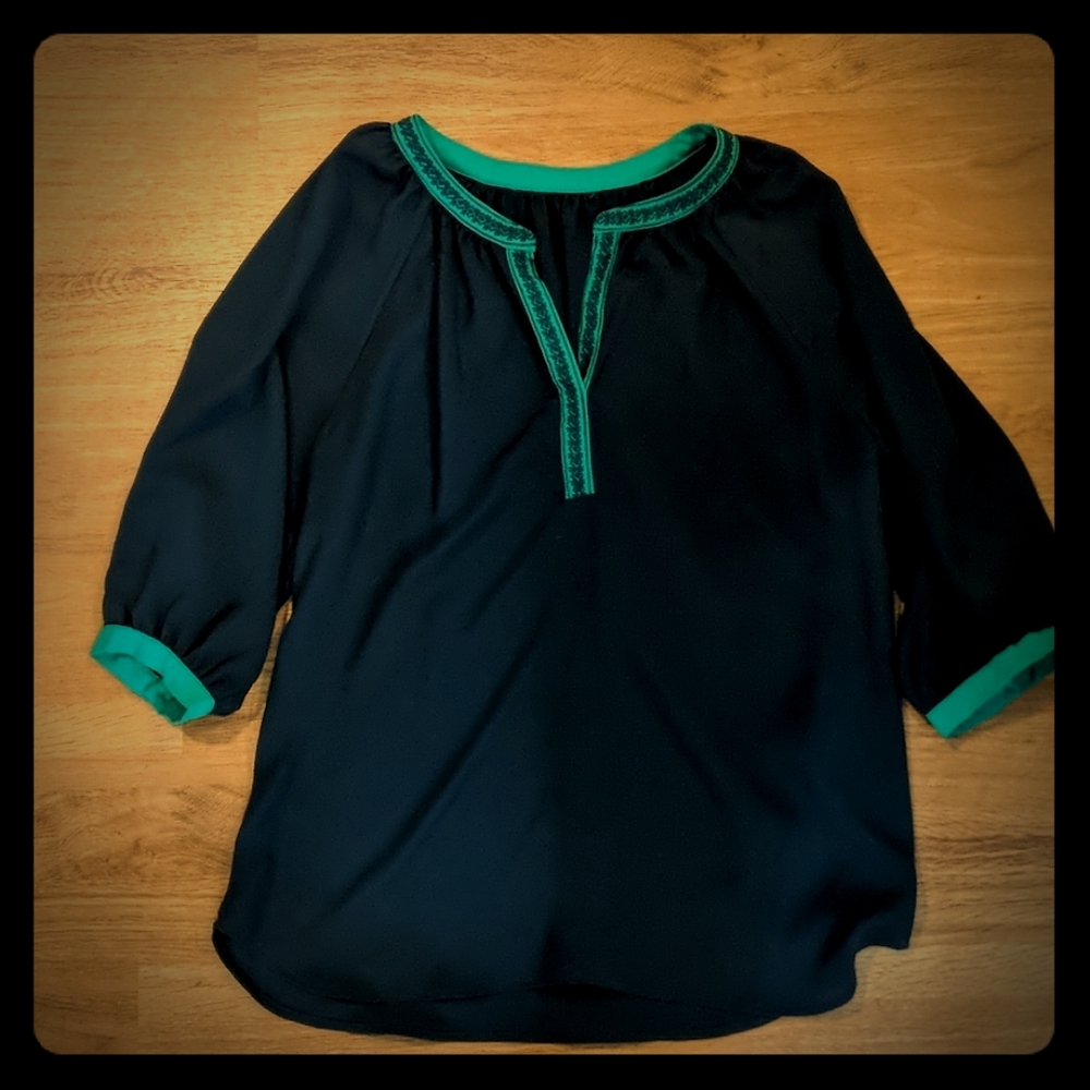 Navy detailed blouse